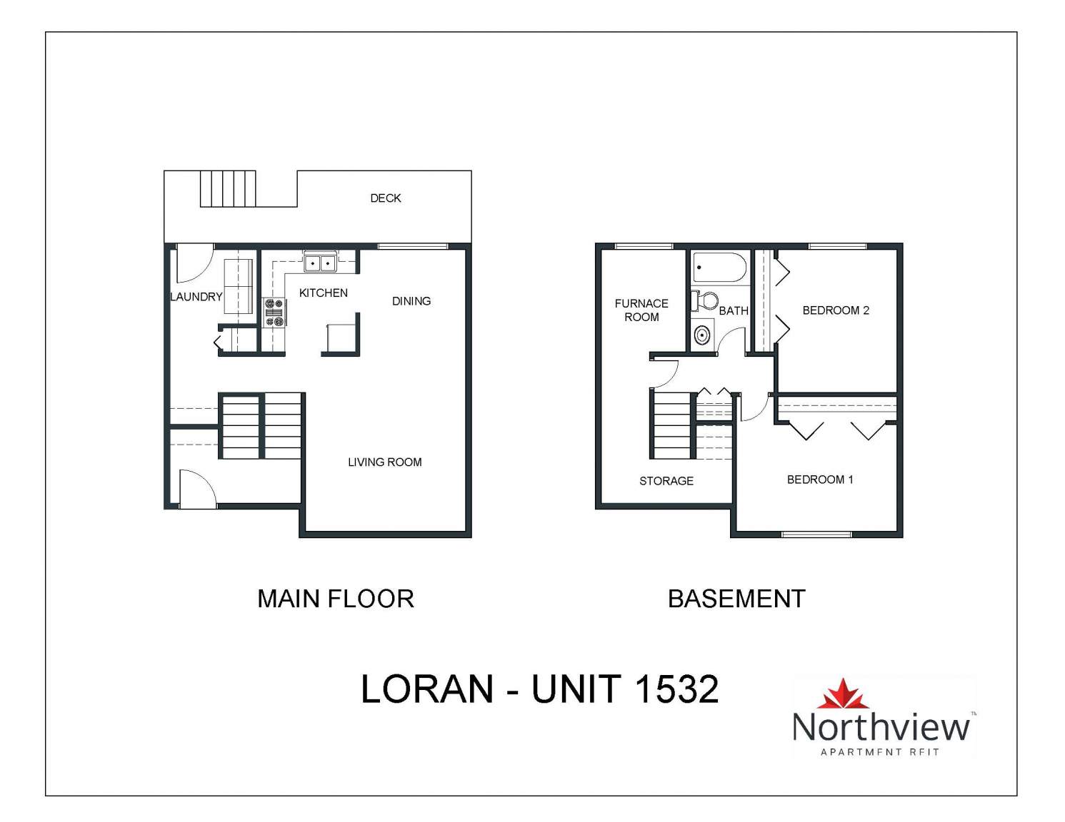 Loran Townhomes - 2 Bedroom 1 Bath Townhouse 3