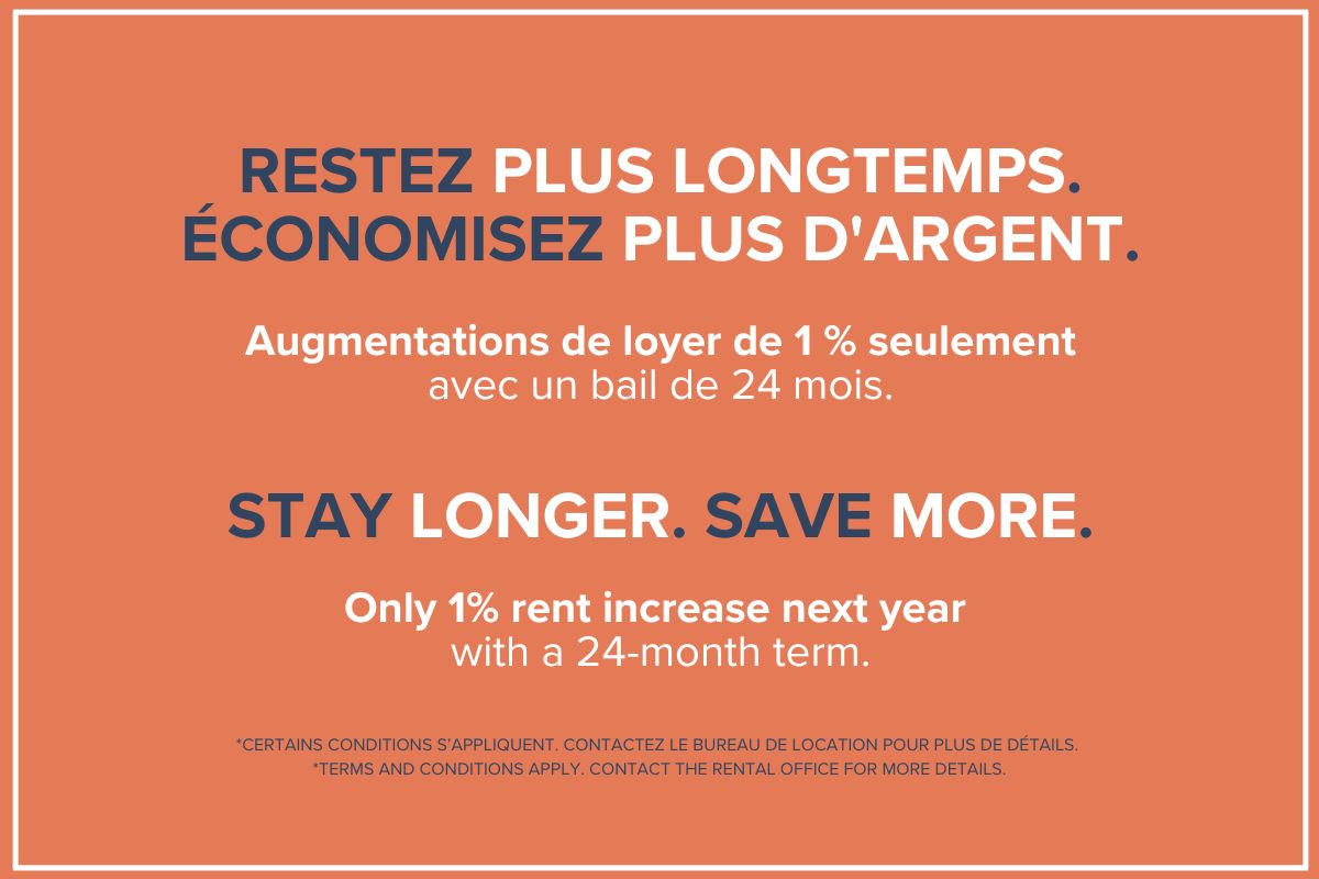 Market Apartments - 1 Bedroom available at 3440 boulevard Saint-Elzéar West, Laval 3